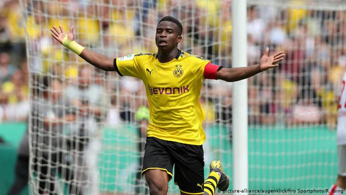 Cameroonian-born Moukoko is the youngest scorer in Bundesliga history