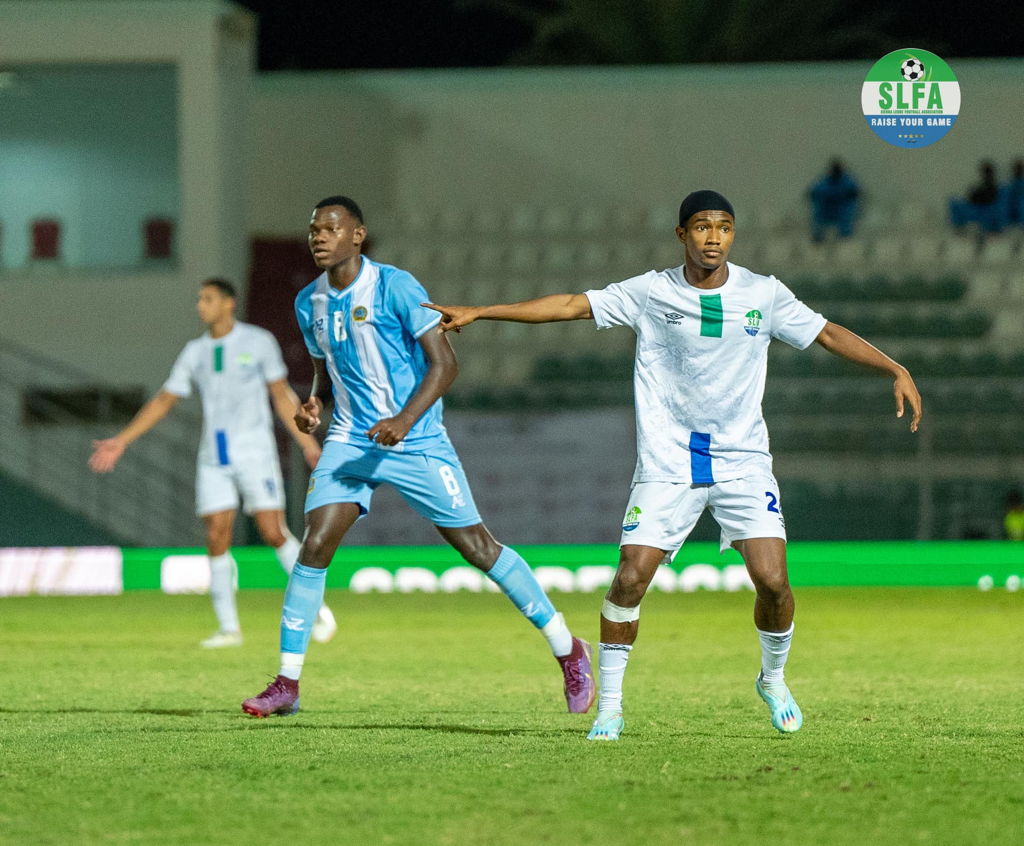 Salliue Bah in action for Sierra Leone during their 2-0 win over Somalia in at the Stade de Berrechid in Casablanca.