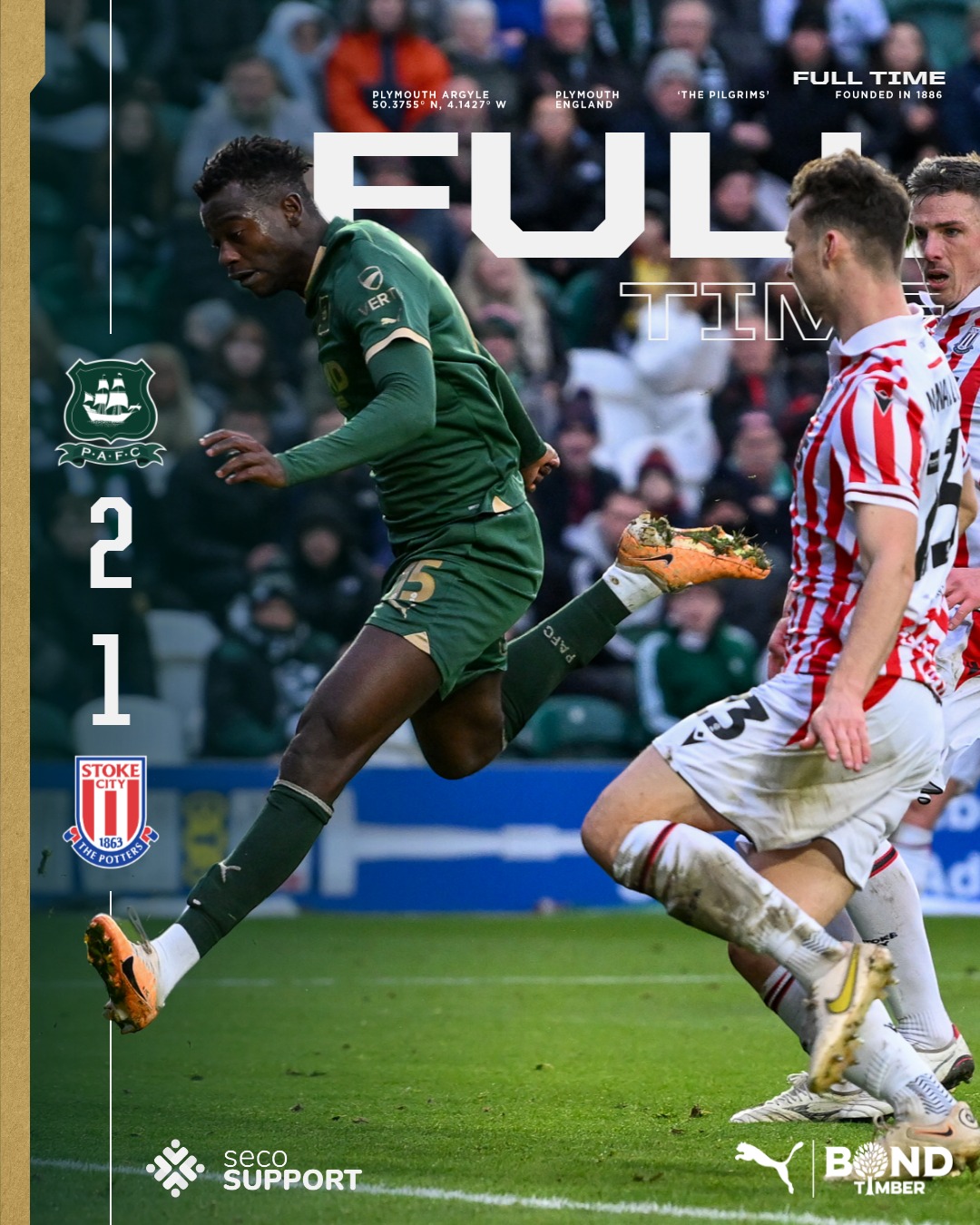 Sierra Leone's Mustapha Bundu helps Plymouth beat Stoke City.