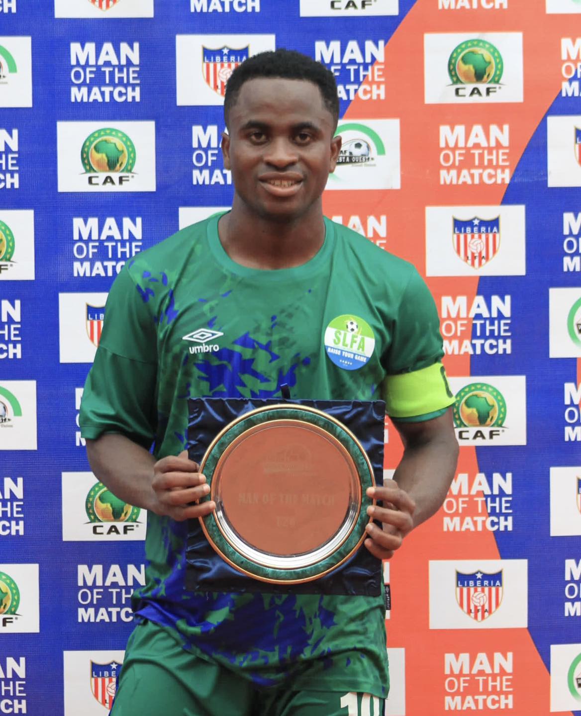 Momoh Ibrahim Kamara with his second Man of the Match award in the ongoing WAFU A U20 AFCON qualifiers