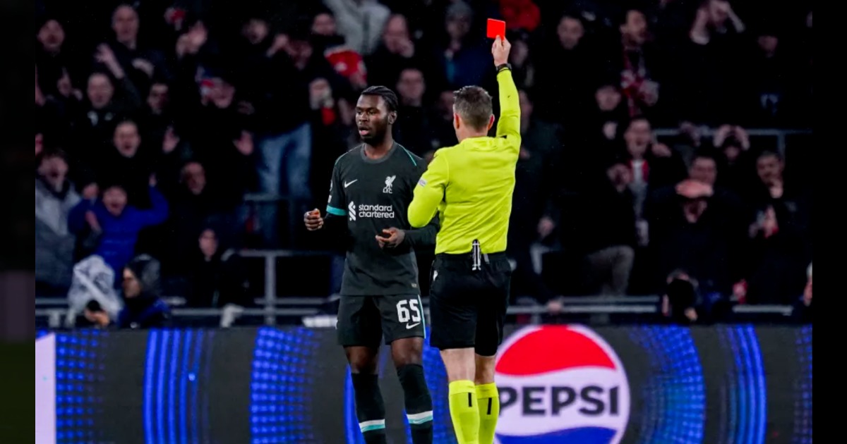 Sierra Leone native Amara Nallo sent off in Liverpool’s defeat to PSV