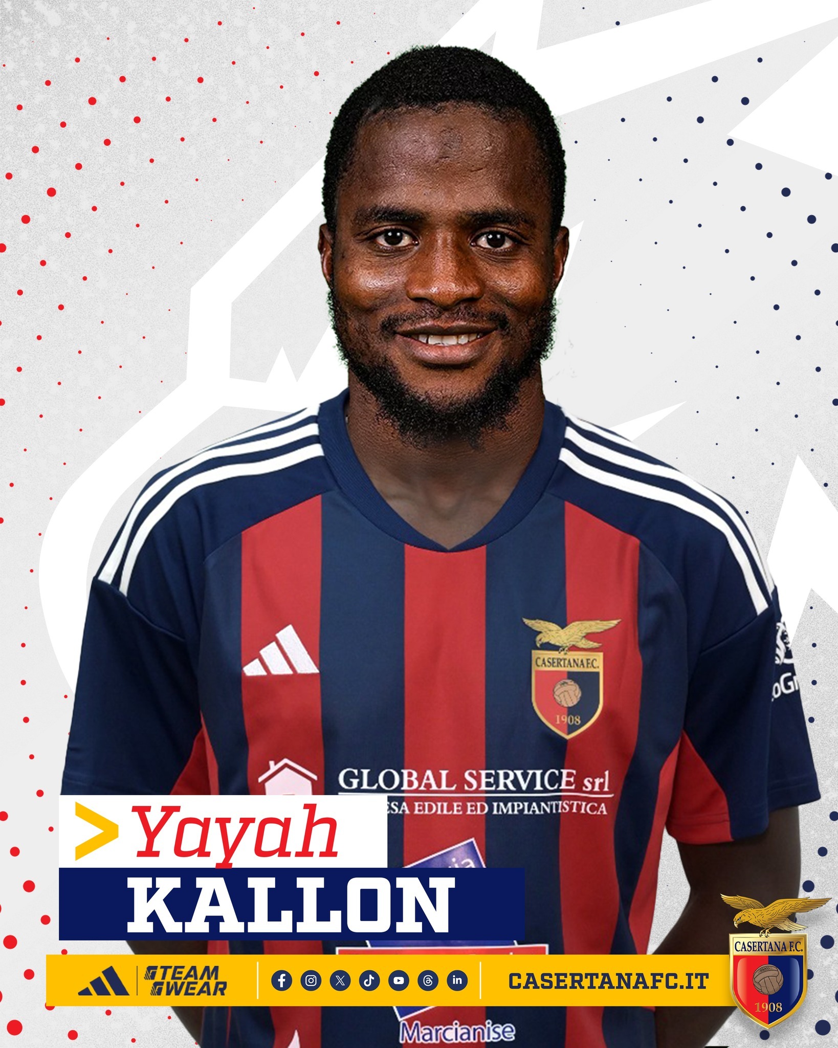 Midfielder Yayah Kallon signs for Serie C club Casertana on loan