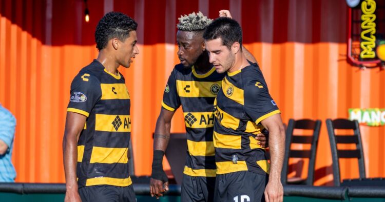Forward Augustine Williams scores as the Pittsburgh Riverhounds triumph over the Rowdies