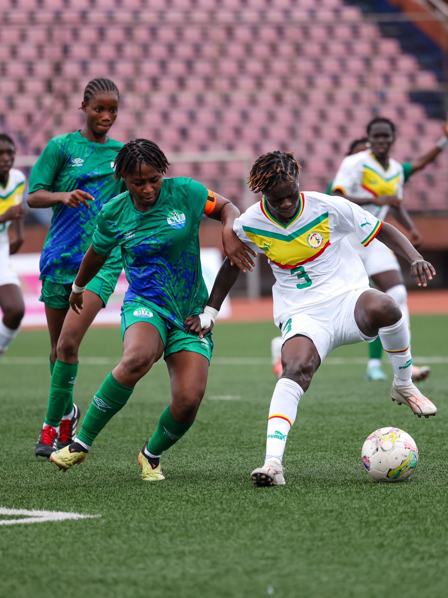 Sierra Leone and Senegal players battled for the ball on Wednesday