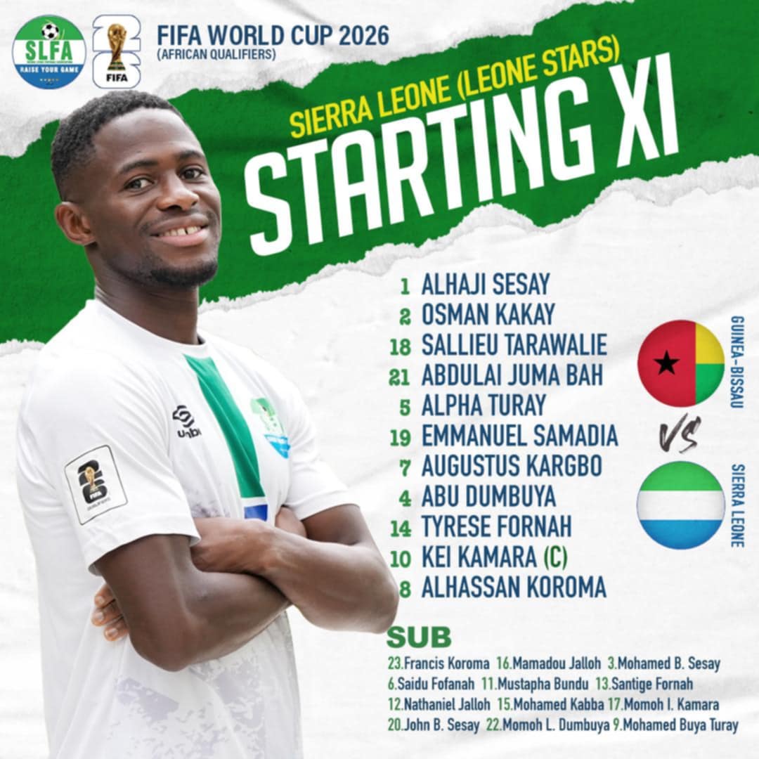 Sierra Leone listed team for Guinea Bissau