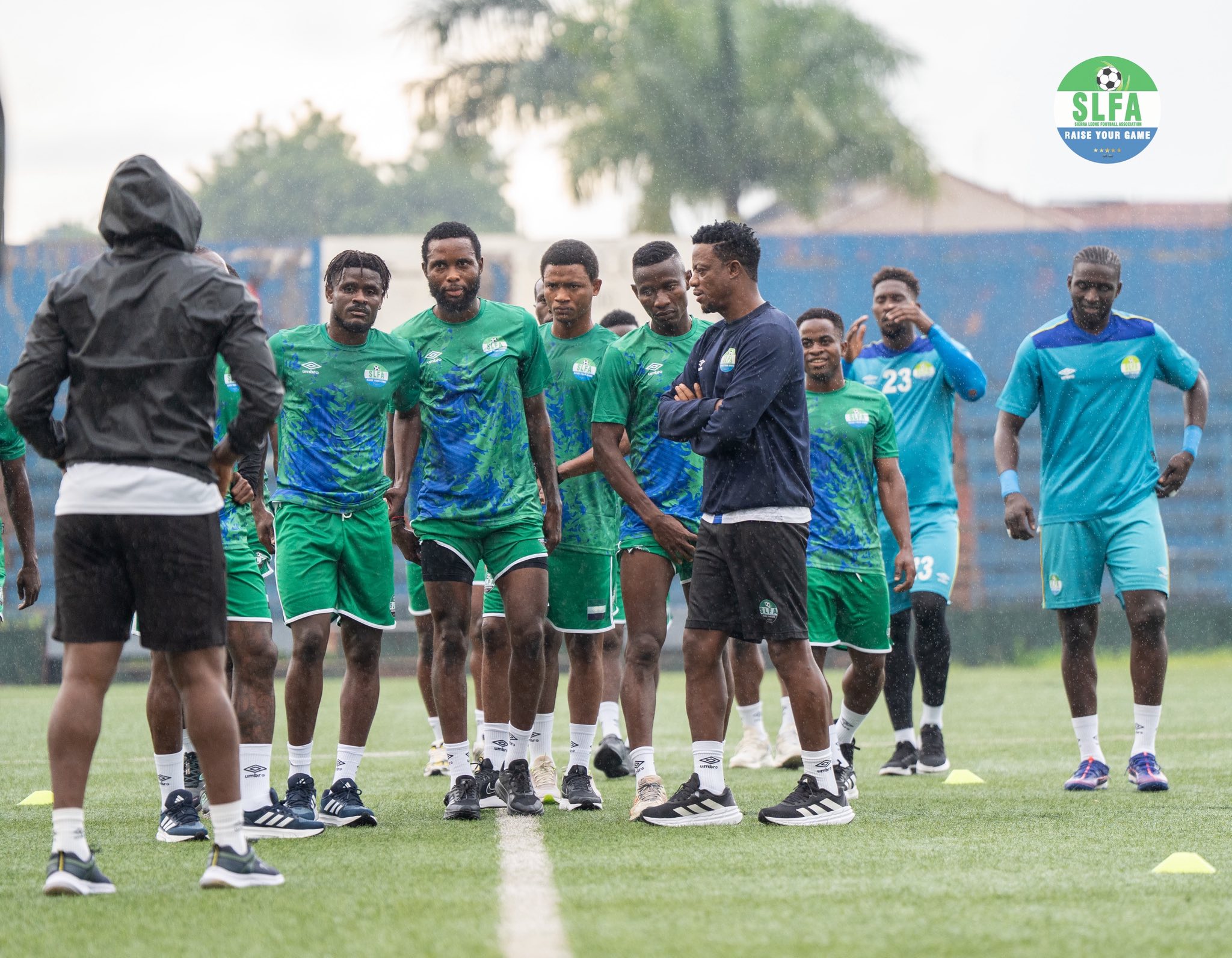 Head coach Mohamed Kallon in close watch during training session today