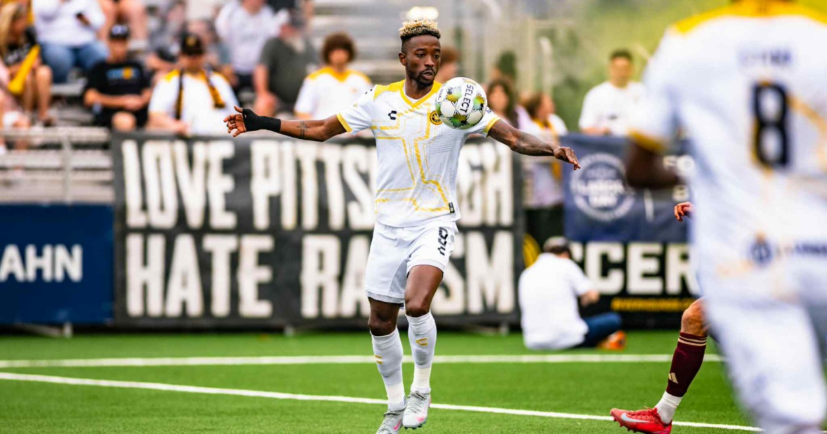 Sierra Leone striker Augustine Williams nets for Pittsburgh Riverhounds