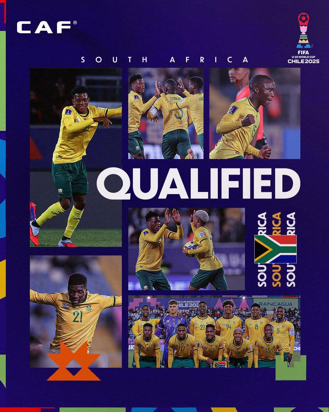 South Africa's U20 team (Amajita) secured their place in the knockout stage of the 2025 FIFA U20 World Cup after narrowly defeating the United States 2-1 in their final Group E match at Estadio El Teniente in Chile on Sunday.