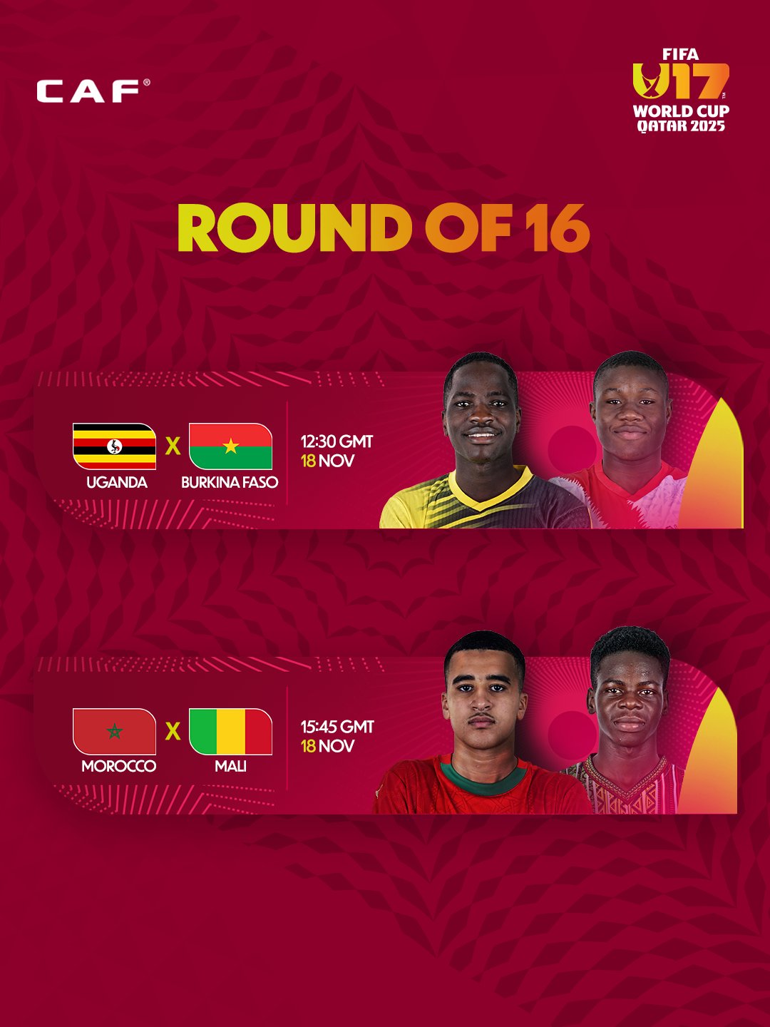 U17 World Cup Round of 16: All-African matches as Uganda faces Burkina Faso, Morocco meets Mali
