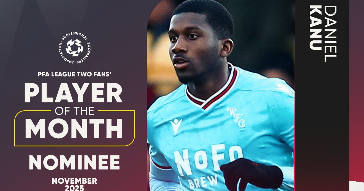 Attacker Daniel Kanu listed for League Two Player of the Month