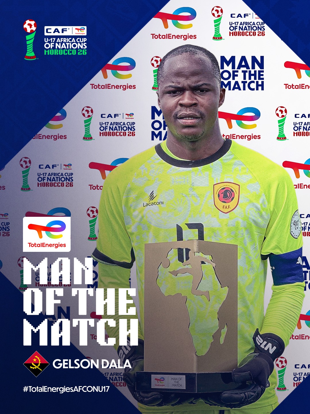 A complete performance from Angola's Gelson Dala earns him the TotalEnergies Man of the Match award.